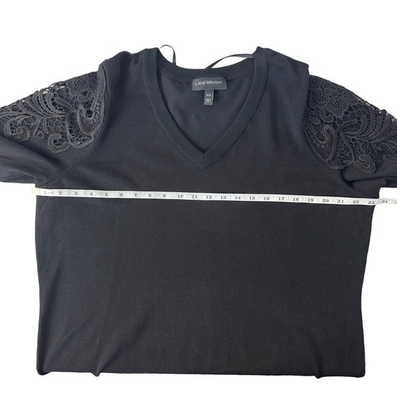 Black V Neck Sweater with Lace Sleeve Appliqué Size 14/16 - Picture 4 of 10